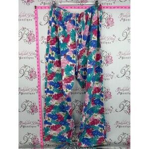 Night club pants cotton leaf’s Tropical Leaf Print Elastic Waist Lounge Pants